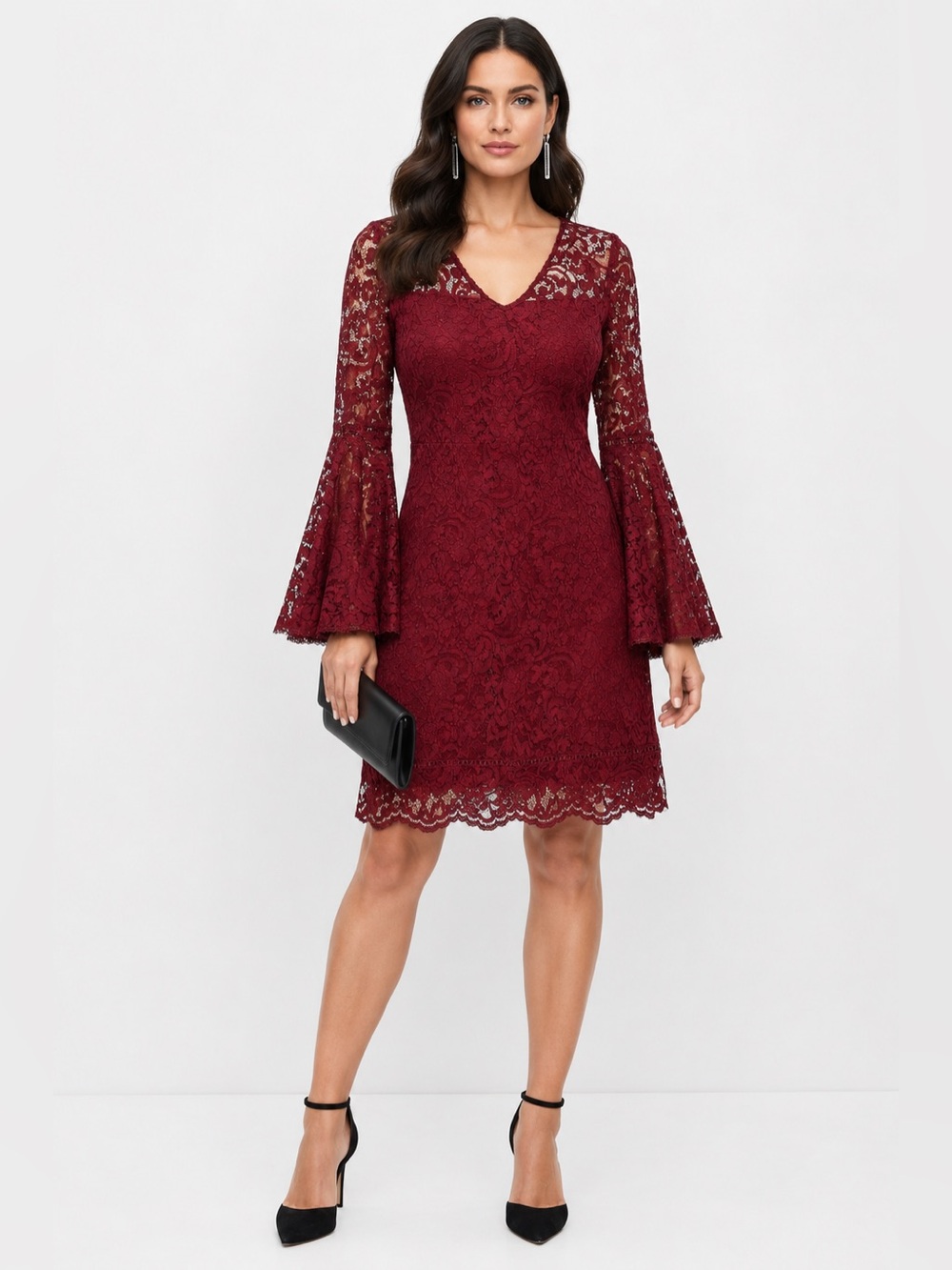 $150 Medium  Lovers And Friends Red Gorgeous Women Lace Dress A Line Hips 40”